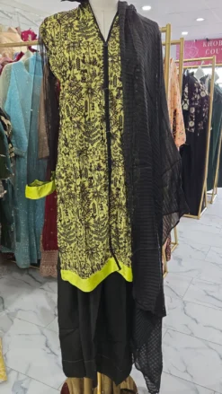 Yellow and black linen 3PC Set KC667