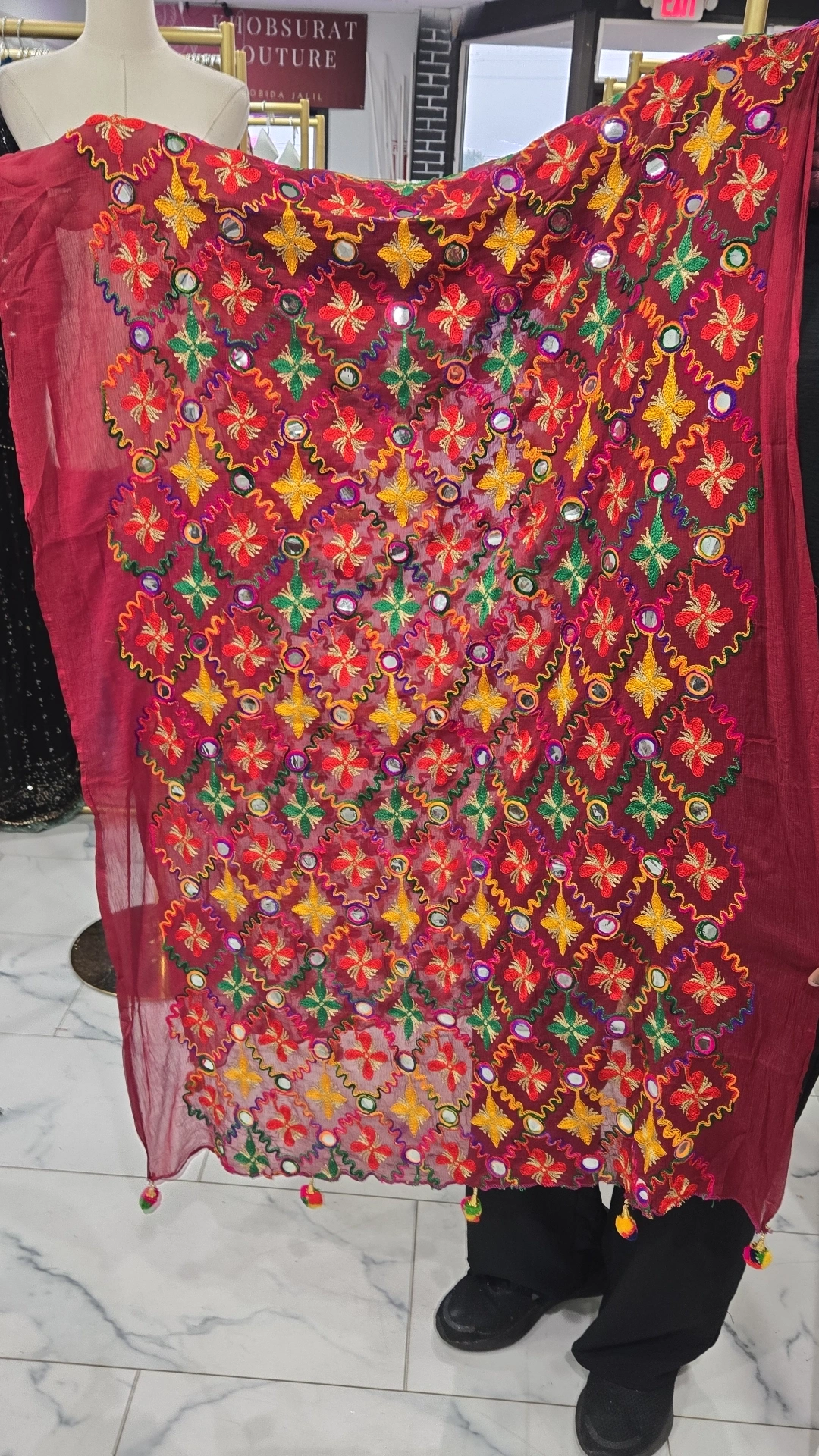 Dupatta Maroon KC784 - Image 2