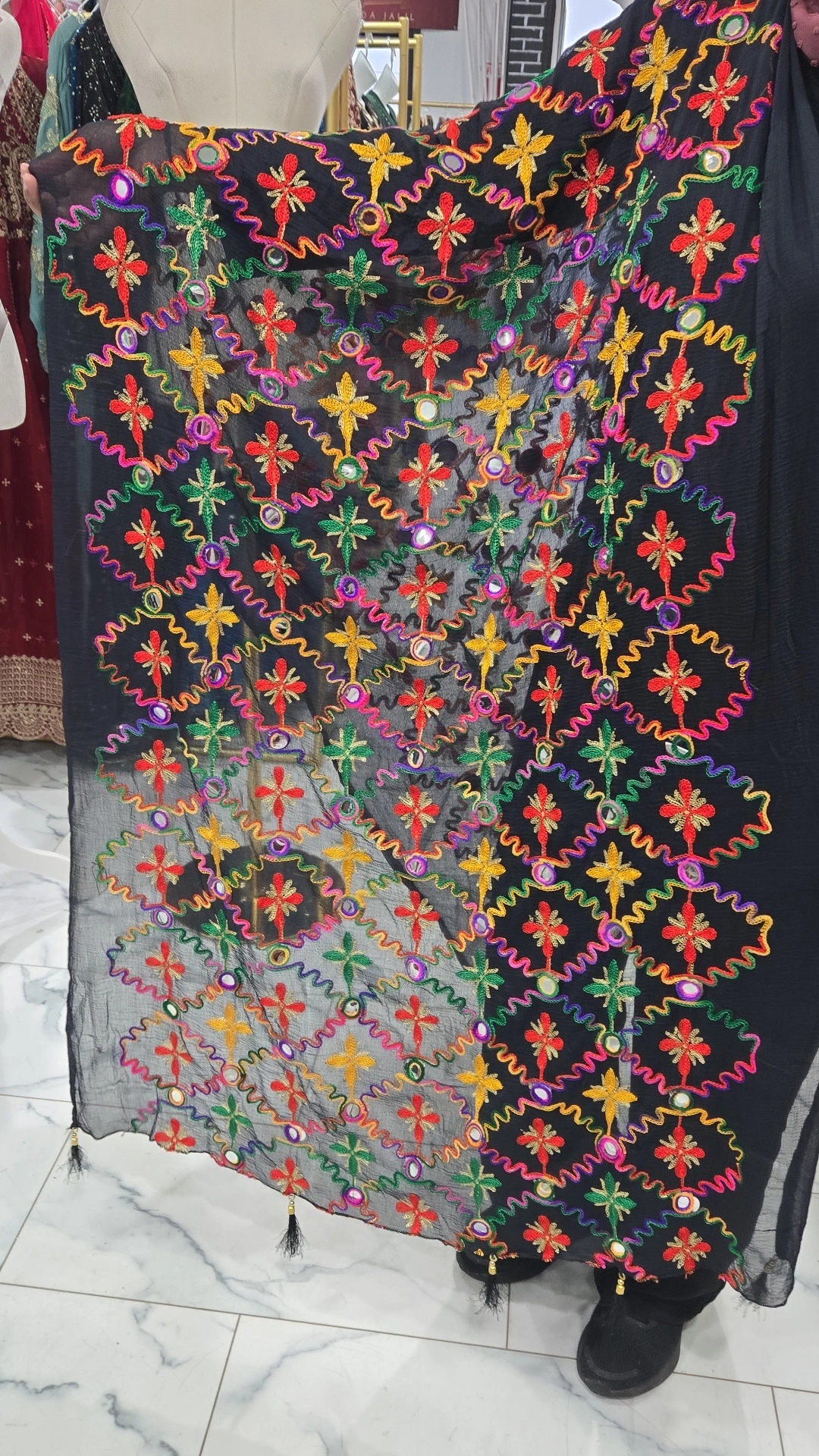 Dupatta Black KC783 - Image 2