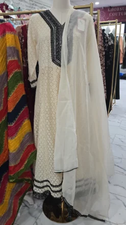 Chickankari Anarkali Gown 3pc Set KC795