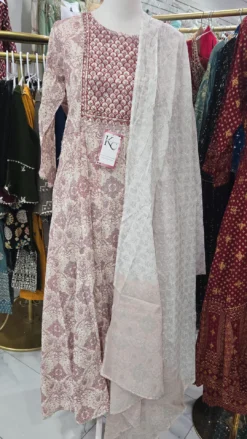 Chickankari Anarkali Gown 3pc Set KC796