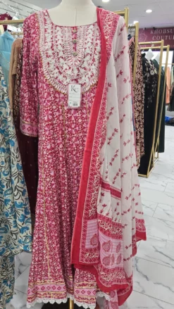 Chickankari Anarkali Gown 3pc Set KC799
