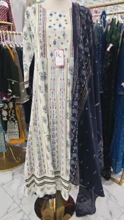 Chickankari Anarkali Gown 3pc Set KC800