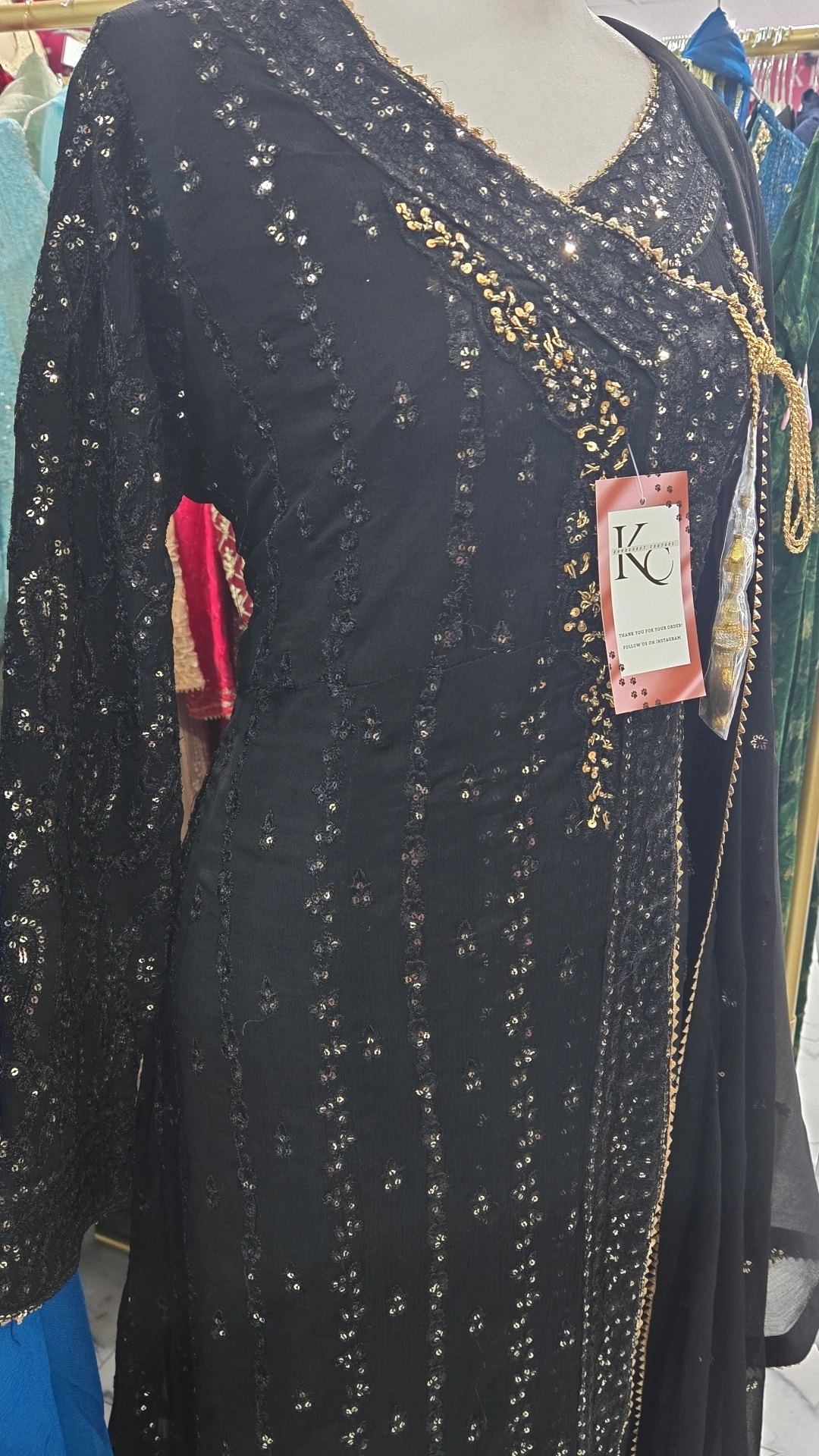 Black Anarkali Gown KC802 - Image 2