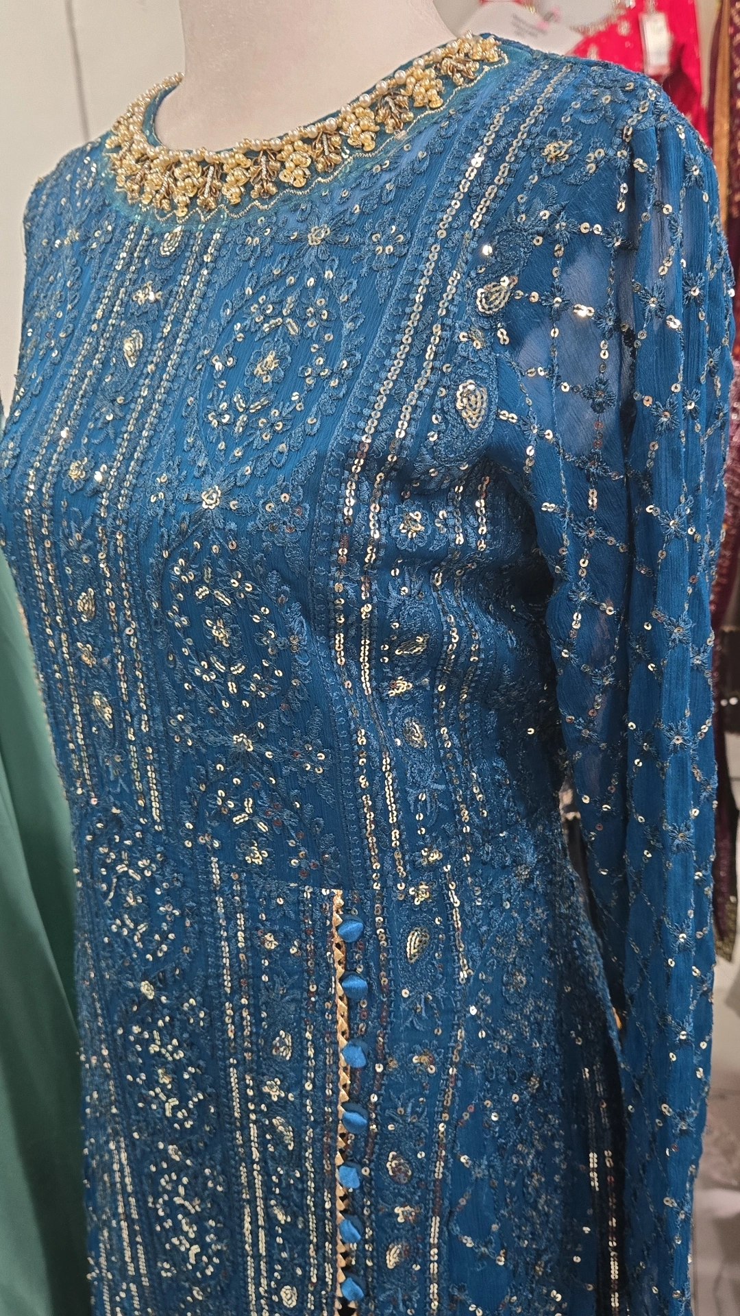 Teal Blue Anarkali Gown KC803 - Image 3