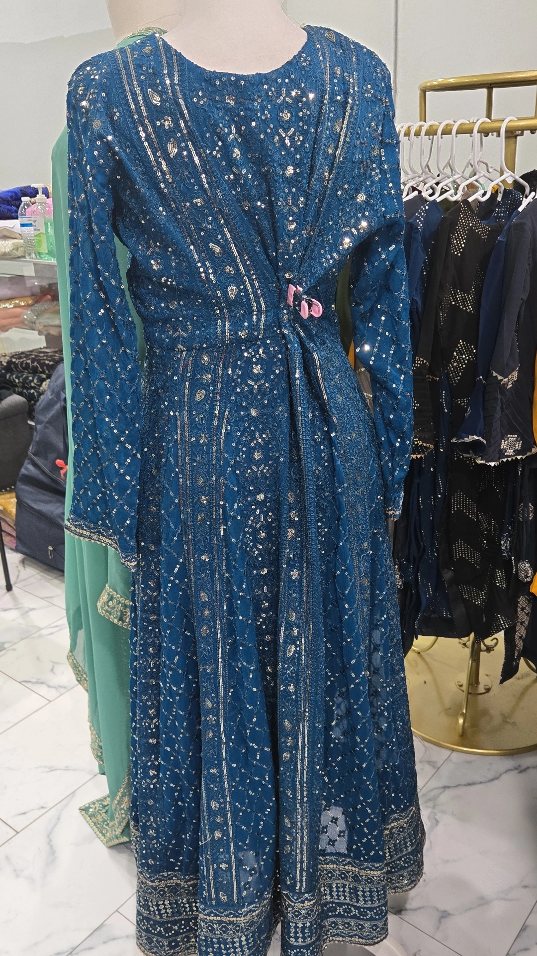 Teal Blue Anarkali Gown KC803 - Image 4