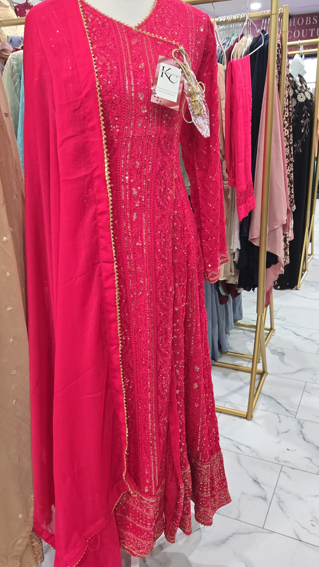 Hot Pink Anarkali Gown KC807