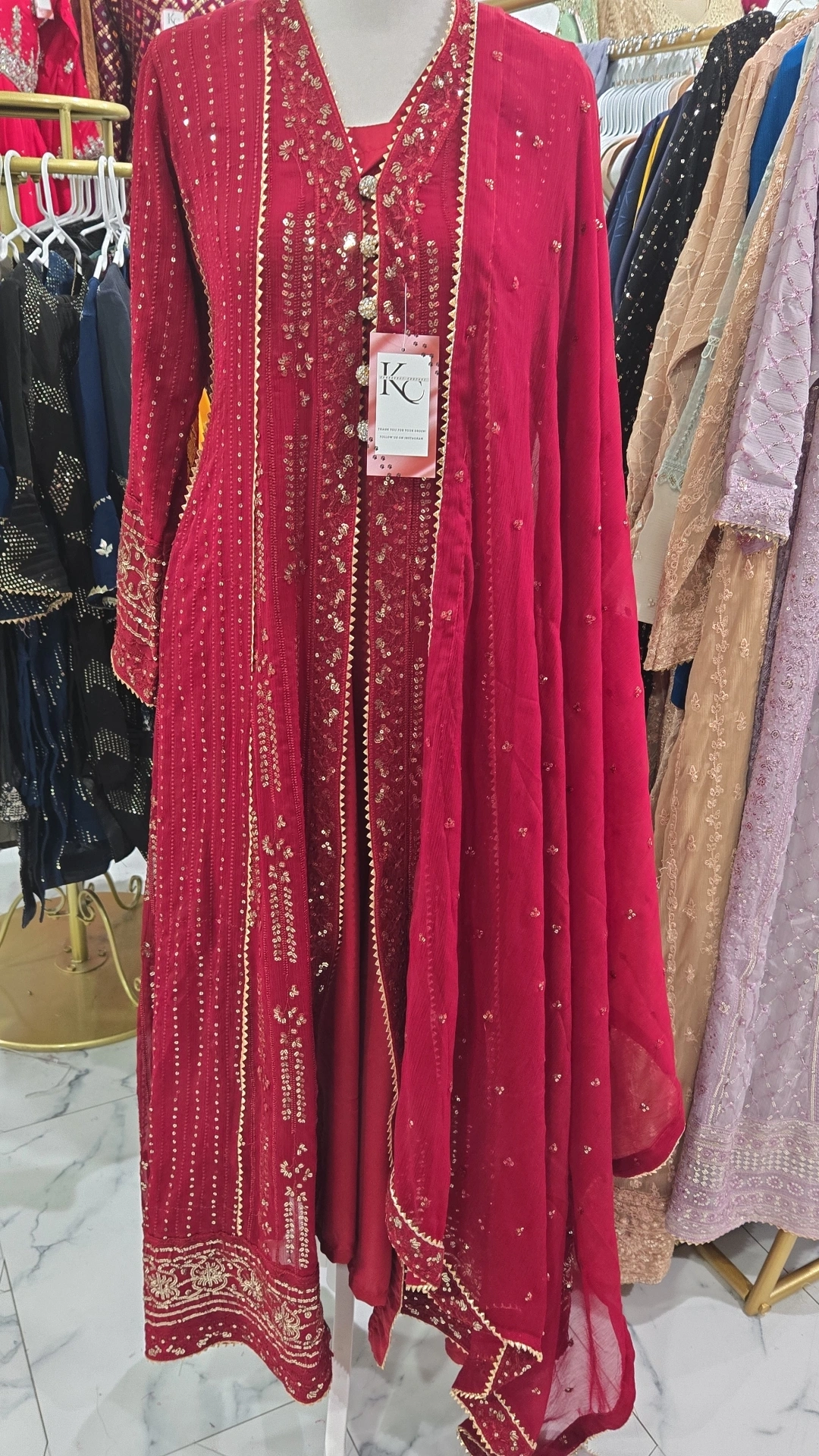 Maroon Anarkali Gown KC810