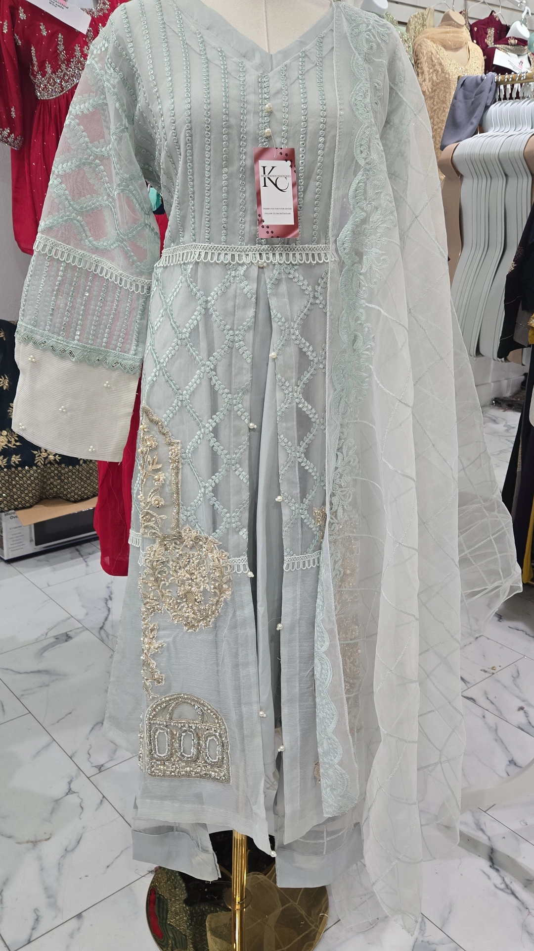 Mint Anarkali Gown KC818