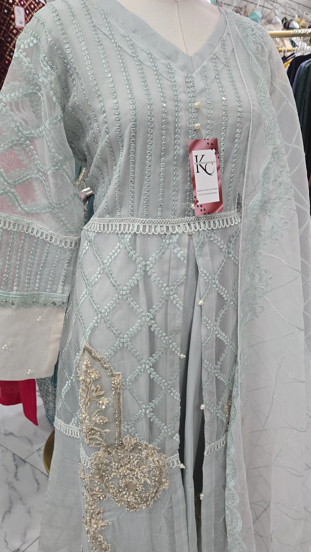 Mint Anarkali Gown KC818 - Image 2