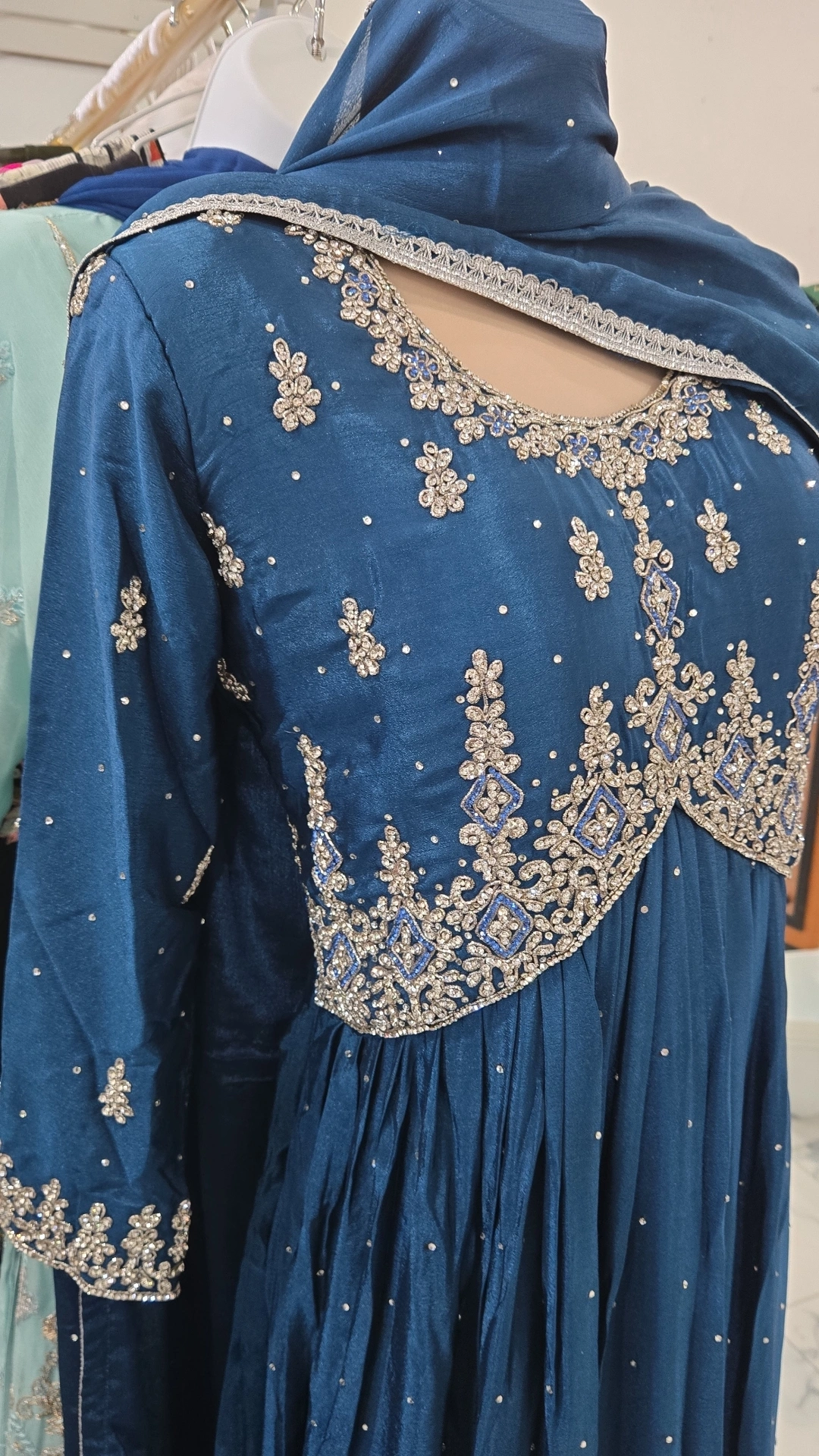Blue Handwork Nayra Cut Sharara KC881 - Image 2