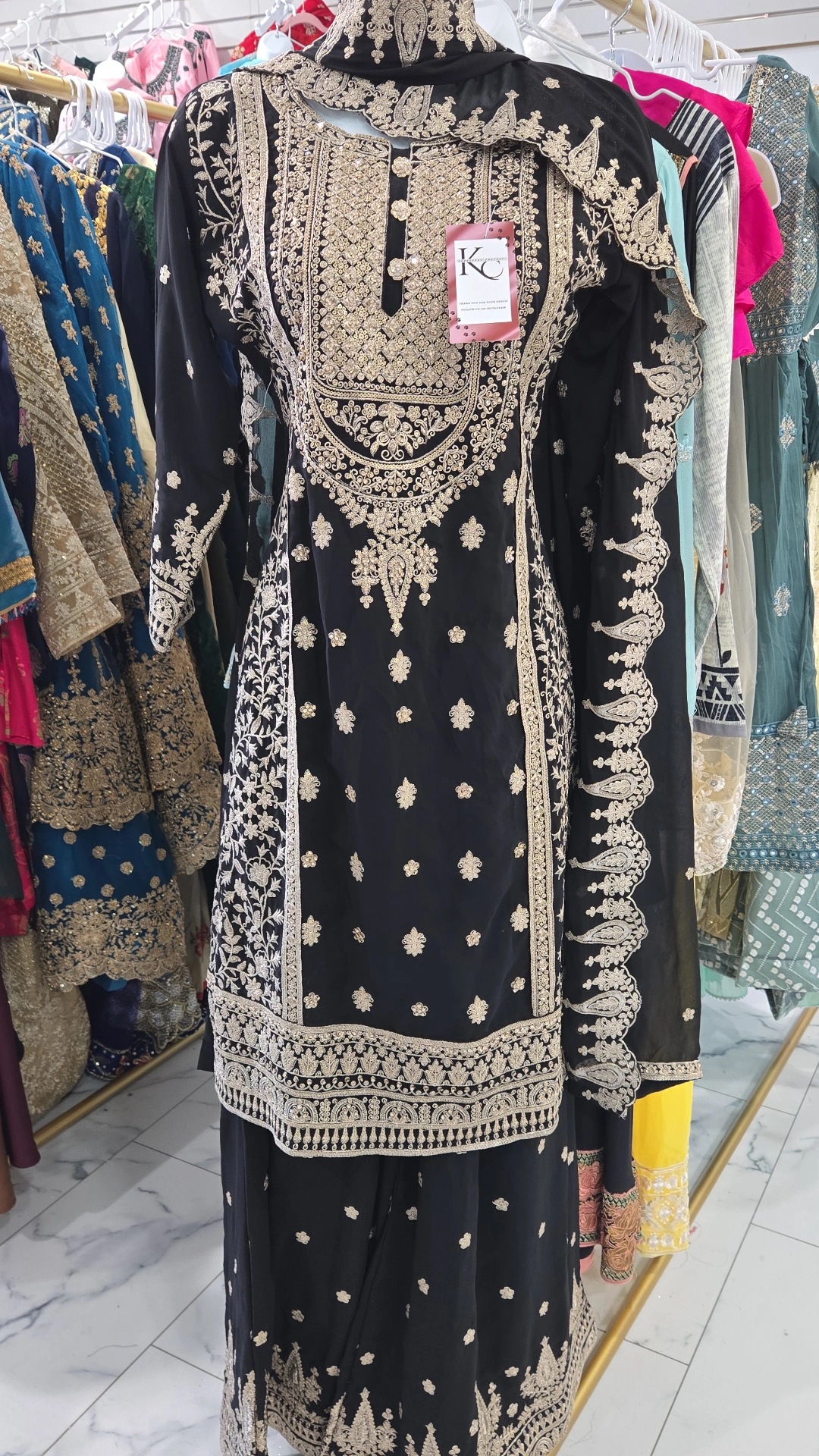 Black Handwork Sharara KC883