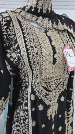 Alternative view of Black Handwork Sharara KC883