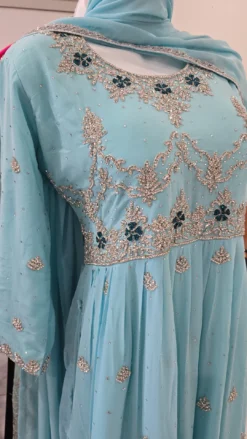 Alternative view of Sky Blue Handwork Dress KC884