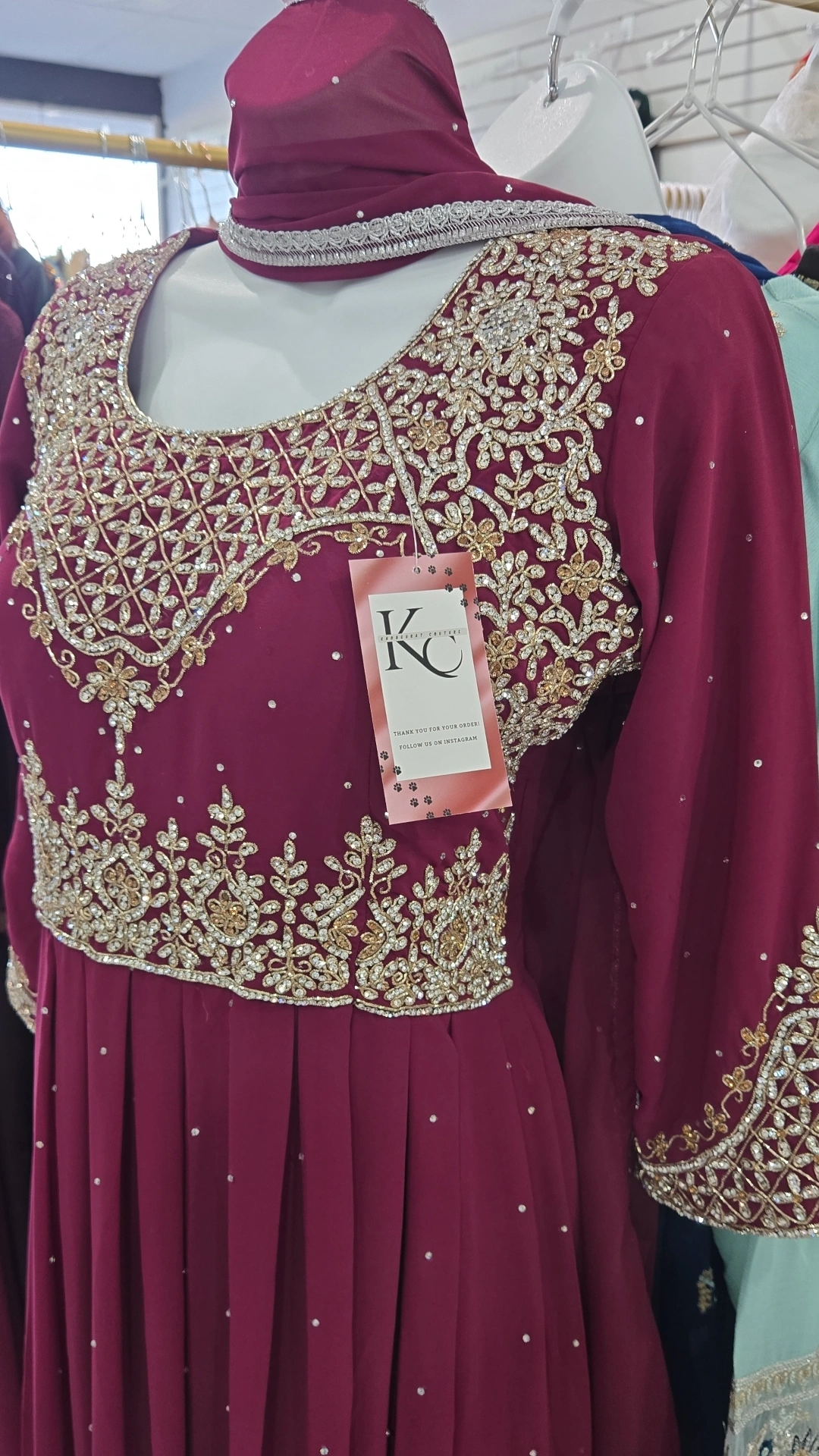 Maroon Handwork Gown KC891 - Image 2