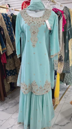 Mint Blue Handwork Sharara KC892