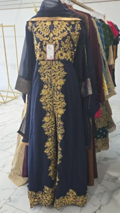 Navy Blue Split Long Dress KC961