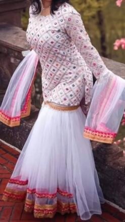 White Multi Sharara KC370