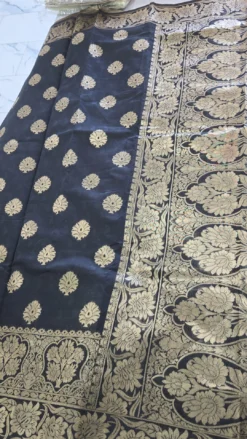 Black Katan Saree with unready blouse KC1002