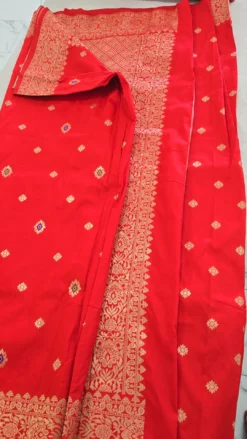 Red Katan Saree with unready blouse KC1005