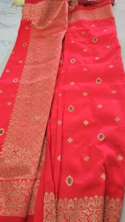 Pink Katan Saree with unready blouse KC1006