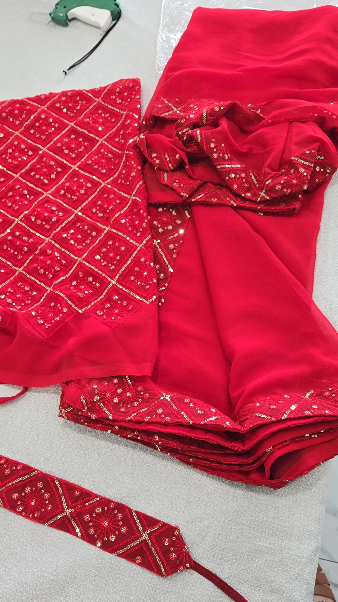 Lavender Pleated Saree with UnReadymade blouse KC349 - Image 3
