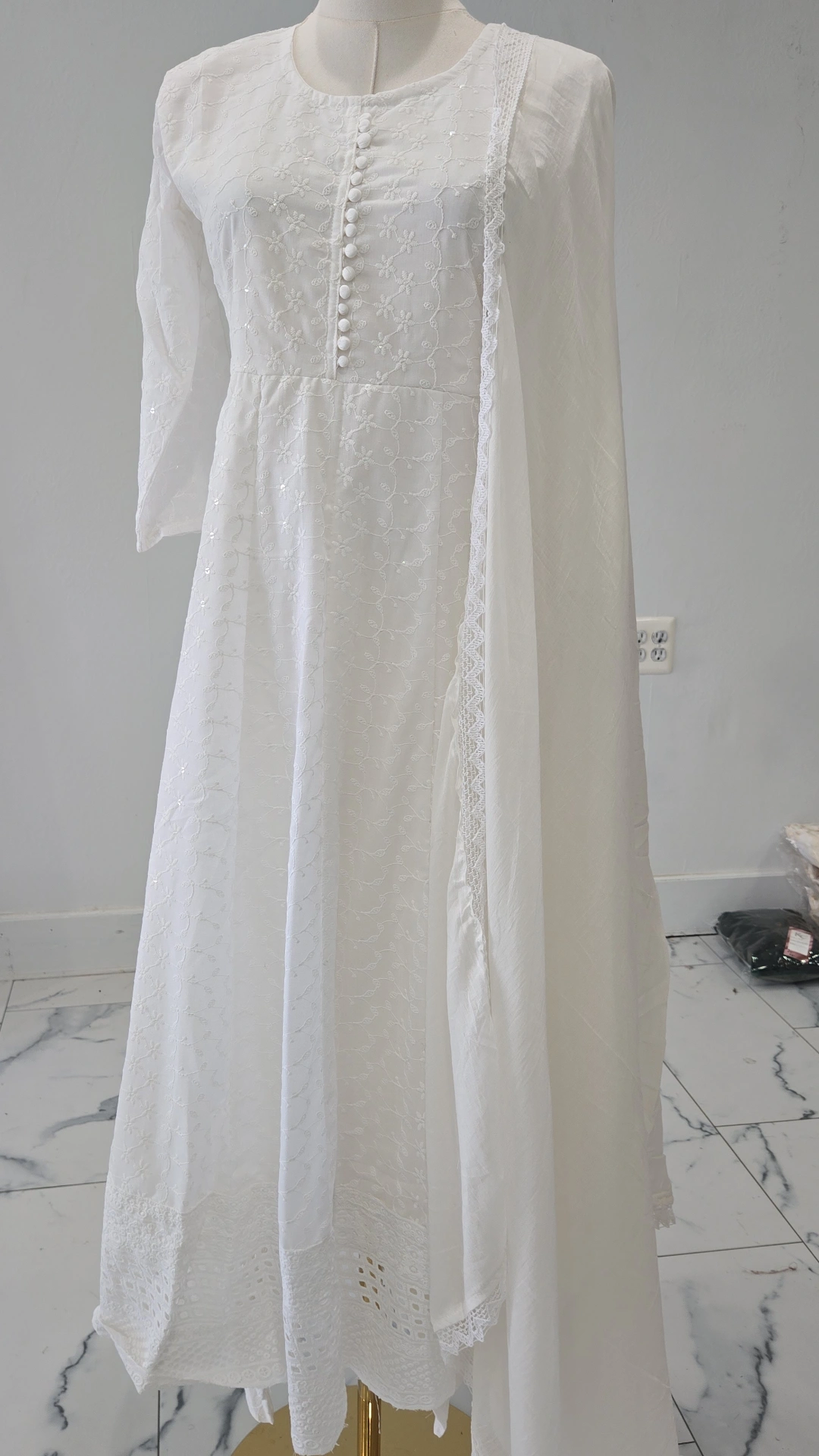 Chikenkari Anarkali Gown KC1090