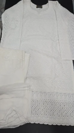 White Chickenkari Dress 3PC KC1205