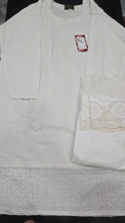 White Chickenkari Dress 3PC KC1204